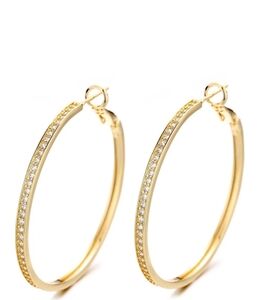 Swarovski crystal 14k gold plated hoop earings